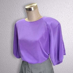 Vintage 80s Shiny Vibrant Purple Blouse